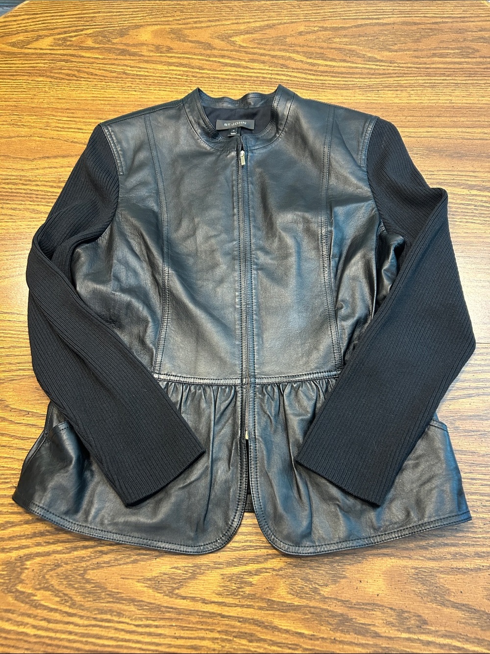 St. John Leather Jacket Silk Lining